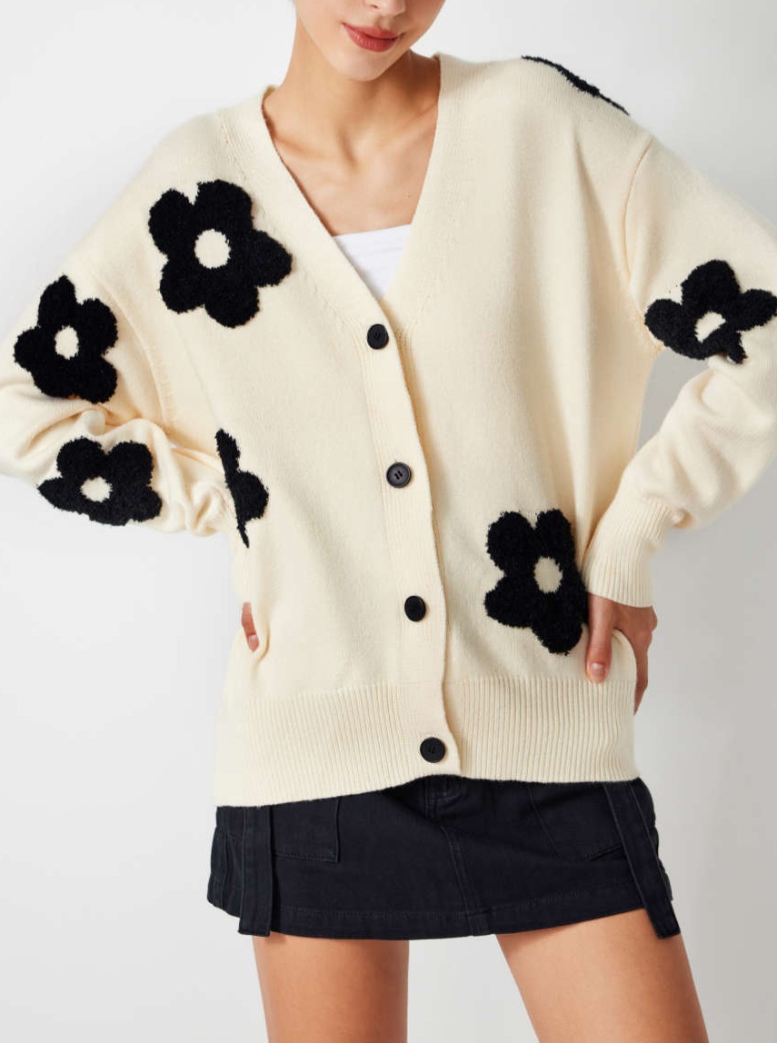 Cardigan à Motif Floral